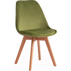 Стул TetChair Secret De Maison Tulip soft (mod. 74) вельвет/дерево зеленый (HLR 54)/ натуральный