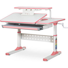 Детский стол ErgoKids TH-320 Pink (TH-320 W/PN) столешница белая накладки на ножках розовые