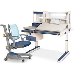 Комплект Mealux Парта Oxford Max BL + кресло Galaxy KBL (BD-930 Max BL +Y 1030 KBL)- (стол+кресло) столешница белая, накладки синие