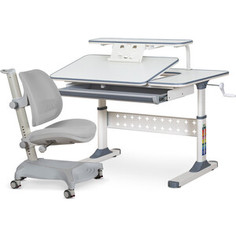 Комплект ErgoKids Парта TH-320 grey + кресло Vesta G (TH-320 W/G + Y-117 G) столешница белая, накладки на ножках серые