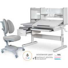 Комплект Mealux EVO Парта Florida MC G + кресло Onyx Duo G (EVO-52 W + G MC + Y 115 G) столешница белая, накладки серые