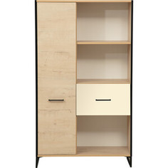 Стеллаж Олимп 46.03 Доната дуб бунратти светлый/белый/бежевый/металл: черный Olimp