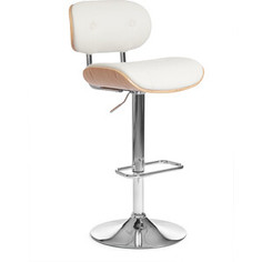 Барный стул TetChair Drakar (mod. 4050) металл/дерево/экокожа белый/натуральный/хром