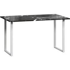 LoftyHome Стол обеденный Годмар Мрамор Блэк с белым основанием