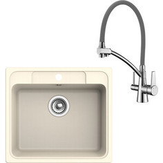 Кухонная мойка и смеситель Ewigstein E-60, Lemark Comfort LM3071C-Gray крем/хром