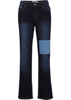 Джинсы стрейч Straight Fit с заплаткой Bonprix