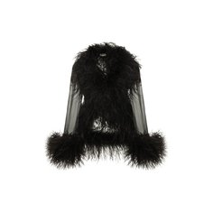 Шелковая блузка с отделкой перьями Saint Laurent