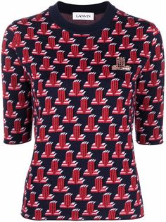 LANVIN топ вязки интарсия с короткими рукавами