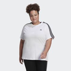 Футболка Essentials Slim 3-Stripes (Plus Size) adidas Sportswear