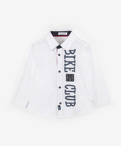 Рубашка в спортивном стиле с ассиметричными элементами белая Gulliver