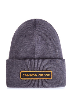 Теплая шапка из двухслойной шерсти с логотипом Canada Goose
