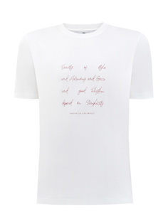 Белая футболка из джерси с минималистичным принтом Brunello Cucinelli