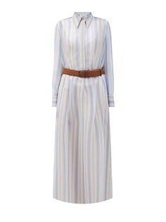 Платье-рубашка из шелкового шифона с плетеным ремнем Rustic Brunello Cucinelli
