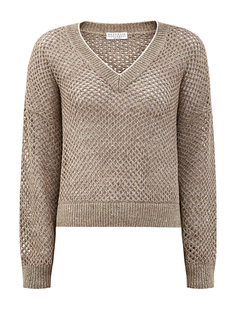 Джемпер Sparkling Mesh из плетеного льна и хлопка Brunello Cucinelli