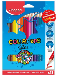 Карандаши цветные COLORPEPS, треугольн,18 цв. картон. MAPED
