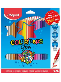 Карандаши цветные COLORPEPS, треугольн,24 цв. картон. MAPED