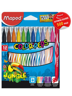 Фломастеры Maped Jungle смываемые 12 цветов