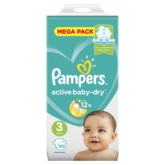 Подгузники одноразовые 5-9 кг, Active Baby-Dry 3 5-9 кг Pampers PA-81637325