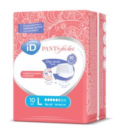 Подгузники-трусики iD PANTS For Her впитывающие для женщин L 10 шт.