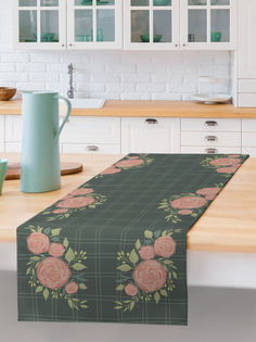 Дорожка на стол 45х140 см Розы зеленая Sfer.Tex