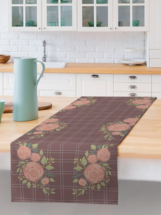 Дорожка на стол 45х140 см Розы бордовая Sfer.Tex