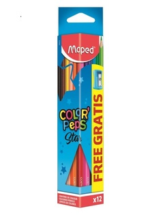 Карандаши цветные COLORPEPS треугольные 12 цветов+точилка MAPED