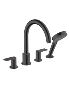 Смеситель на борт ванны с гарнитуром, черный матовый, Hansgrohe Vernis Shape 71459670
