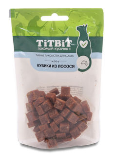 Лакомство для кошек TiTBiT Лакомый кусочек, Кубики из лосося, 60 г