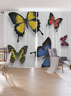 Шторы под лён JoyArty "Дикие бабочки", серия Oxford DeLux, 340х265 см