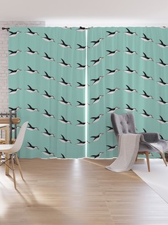 Шторы под лён JoyArty "Волны пингвинов", серия Oxford DeLux, 340х265 см