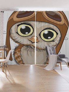 Шторы под лён JoyArty "Отважный летчик", серия Oxford DeLux, 340х265 см