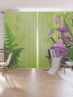 Шторы под лён JoyArty "Грибочный лес", серия Oxford DeLux, 340х265 см