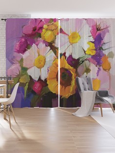 Шторы под лён JoyArty "Нежный натюрморт цветов", серия Oxford DeLux, 340х265 см