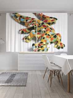 Классические шторы JoyArty "Ящерица с мозаикой", серия Oxford DeLux, 2 полотна 145x180 см