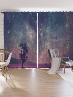 Шторы под лён JoyArty "Космическое поле", серия Oxford DeLux, 340х265 см
