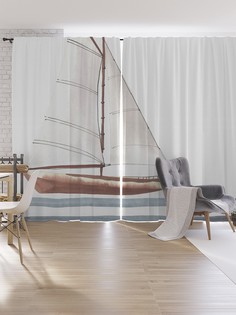 Шторы под лён JoyArty "Парусная лодка", серия Oxford DeLux, 340х265 см