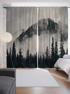 Шторы JoyArty с фотопечатью "Лесная дымка" из сатена, 290х265 см