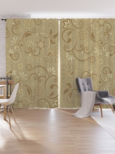 Шторы под лён JoyArty "Полевые завитки", серия Oxford DeLux, 340х265 см