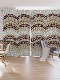 Шторы под лён JoyArty "Волнистые дорожки", серия Oxford DeLux, 340х265 см