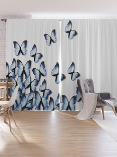 Шторы под лён JoyArty "Улетающие бабочки", серия Oxford DeLux, 340х265 см