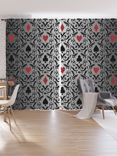 Шторы под лён JoyArty "Масти в узорах", серия Oxford DeLux, 340х265 см