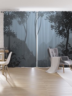 Шторы под лён JoyArty "Дымка в лесу", серия Oxford DeLux, 340х265 см