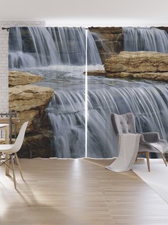 Шторы под лён JoyArty "Каменный водопад", серия Oxford DeLux, 340х265 см
