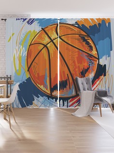 Шторы под лён JoyArty "Баскетбольные краски", серия Oxford DeLux, 340х265 см