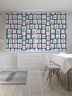 Классические шторы JoyArty "Новогодние почтовые марки", Oxford DeLux, 2 полотна 145x180 см