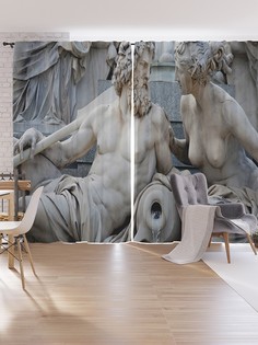 Шторы под лён JoyArty "Скульптура Зевс и Гера", серия Oxford DeLux, 340х265 см