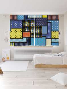 Классические шторы JoyArty Красочный геометрический узор, Oxford DeLux, 2 полотна 145x180