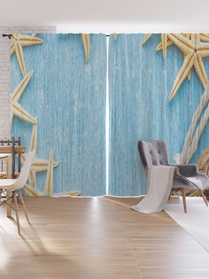 Шторы под лён JoyArty "Морской столик", серия Oxford DeLux, 340х265 см