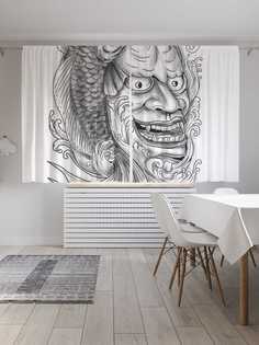 Классические шторы JoyArty "Японская маска ханья", Oxford DeLux, 2 полотна 145x180 см