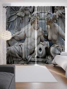 Шторы JoyArty с фотопечатью "Скульптура Зевс и Гера" из сатена, 290х265 см